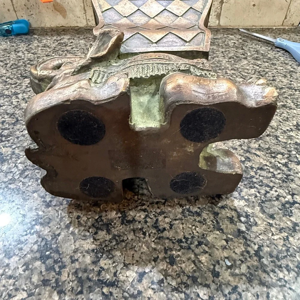 Vintage Style Bronze Colored  Elephant Planter Decorative Basket Animal Statue